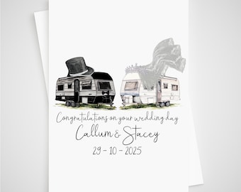 Wohnwagen Hochzeit Karte Personalisierte Braut Bräutigam Wohnmobil