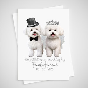 Carte de mariage personnalisée Bichon Frise Chien Marié & Marié