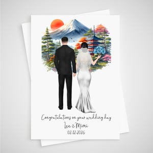 Japanische Hochzeitskarte Personalisierte Braut & Bräutigam Japan