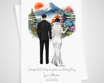 Japanese Wedding Card Personalised Bride & Groom Japan