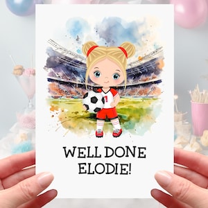 Kaart voetbalmeisje Gepersonaliseerde voetbalvrouw (vrouw)