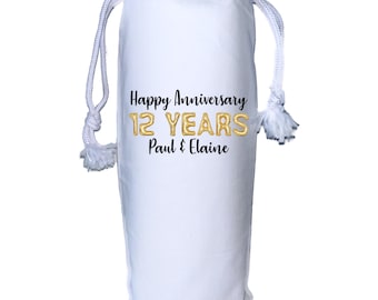 12 Jahre Jubiläum Wein Geschenk Tasche - 12 Jahre Hochzeit