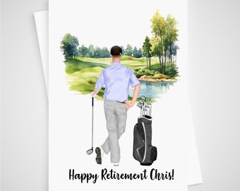 Golf Card retirement Personalised Man Golfer Dad Retired