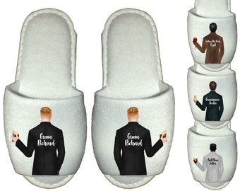 Personalised Groom Party Spa Slippers wedding, Best Man Groomsman Usher Father of the Bride Page Boy