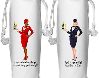 Personalized Air Hostess Wine Bottle Bag: New Job Gift