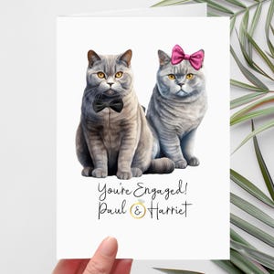 Carte de fiançailles chat bleu britannique à personnaliser