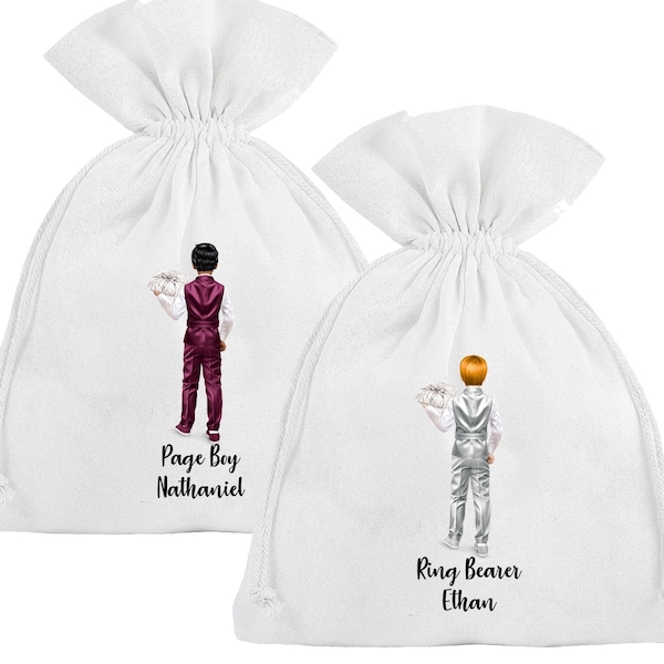 Personalised Page Boy Gift Bag Ring Bearer Mini Groomsman Pyjama