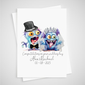 Monster Hochzeitskarte Personalisierte Neuheit Braut & Bräutigam