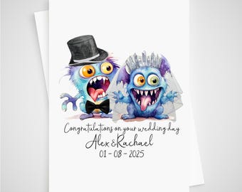 Monster Wedding Card Personalised Novelty Bride & Groom