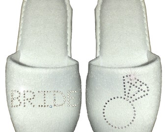 Personalised Bride Slippers Diamante Rhinestone