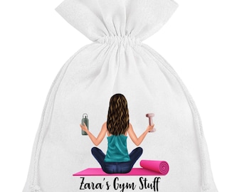 Personalised Gym Bag Yoga Pilates fitness excercise Woman Present Gift