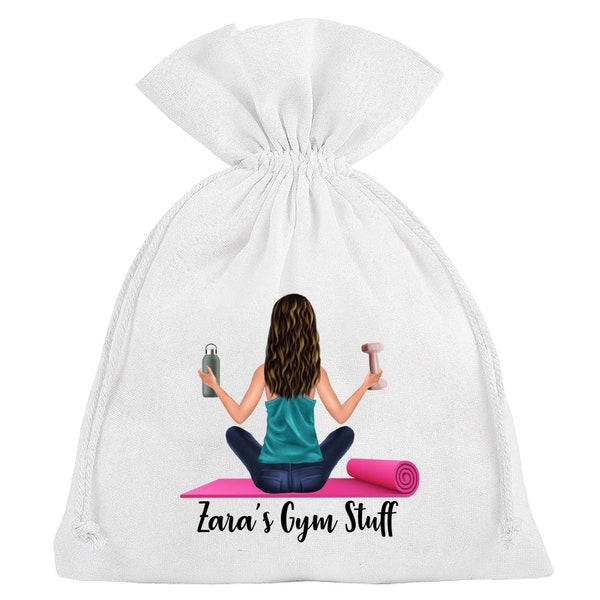 Personalised Gym Bag Yoga Pilates fitness excercise Woman Present Gift