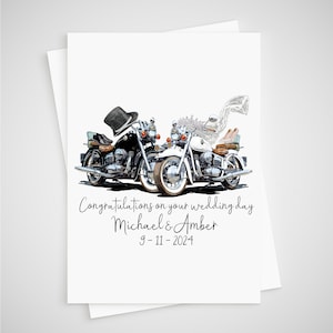 Biglietto di nozze in motocicletta personalizzato Sposa e sposo in motocicletta