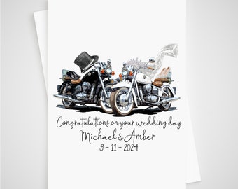 Carte de mariage moto personnalisée pour marié moto
