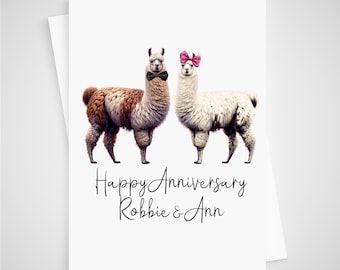 Llama Anniversary Card Personalised Alpaca