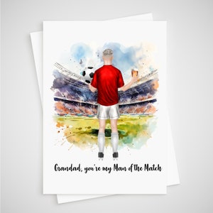 Tarjeta de abuelo futbolista personalizada.