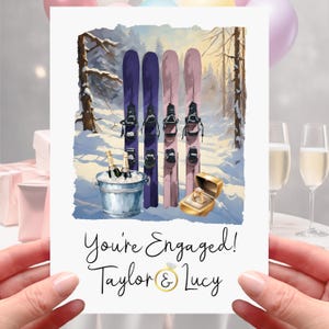 Skiing Engagement Card Personalisierte Ski Pisten Schnee