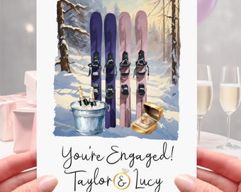 Skiing Engagement Card Personalisierte Ski Pisten Schnee