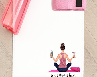Pilates Towel Personalised Yoga fitness gym exercise Woman Present Gift