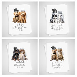 Réservez la date carte de mariage chien Setter irlandais husky personnalisé jack russell king charles cavalier labrador labradoodle
