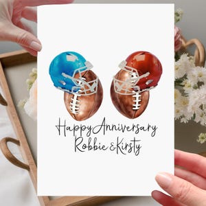 Tarjeta de aniversario de fútbol americano personalizada