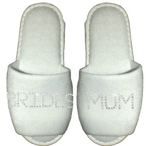 Personalised Slippers Wedding Spa Party Bridesmaid Bride Rhinestone Diamante image 3