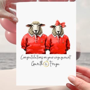 Biglietto di fidanzamento con pecora gallese personalizzato, rugby gallese