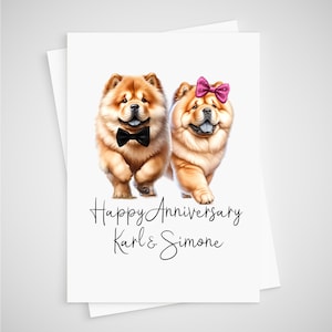 Biglietto d'auguri per l'anniversario del Chow Chow, cane personalizzato