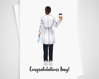 Lab Technician Personalised for her Congratulations Card New Job Scientist