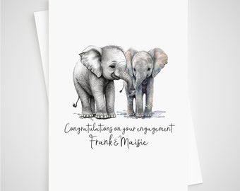 Personalised Elephant Engagement Card