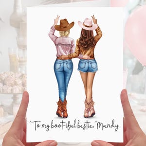 Cowboy Freund Karte Personalisierte Cowboy-Stiefel Bestie BFF Cowgirl