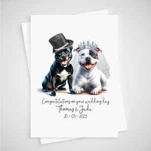 Staffordshire Bullterrier Hochzeitskarte Personalisierte Braut & Bräutigam Staffy Hund