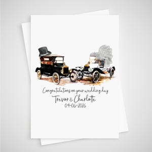 Trouwkaart Model T Gepersonaliseerde Oldtimer Bruidegom