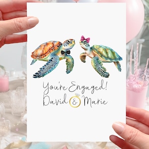 Carte de fiançailles tortue de mer personnalisée