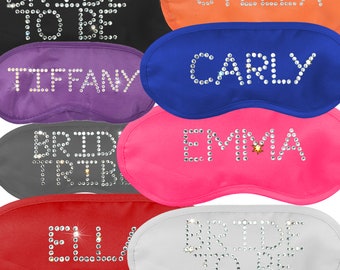 Personalised Eye Mask - Bride Bridesmaid Hen  Bridal Slumber Party Blindfold Sleeping Rhinestone Diamante Crystal