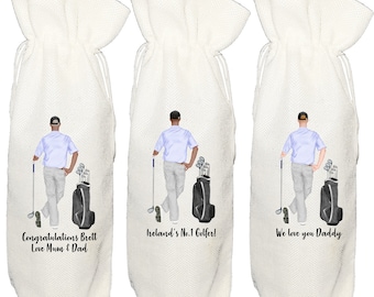 Golfer Wine Gift Bag Personalised Whiskey Golf lover daddy