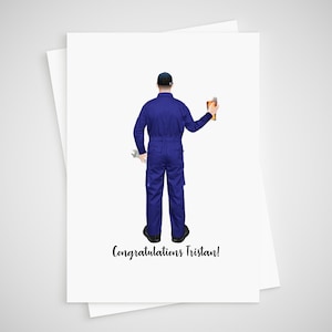 Carte de mécanicien personnalisée pour nouvel emploi Félicitations avec réussite aux examens