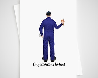 Mechanic Card Personalised New Job Congratulations Passed Exams