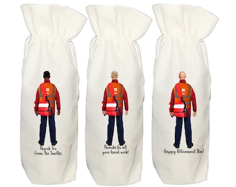Personalised Postman Wine Bag for Male - Gift for postal worker retirement thank you mailman