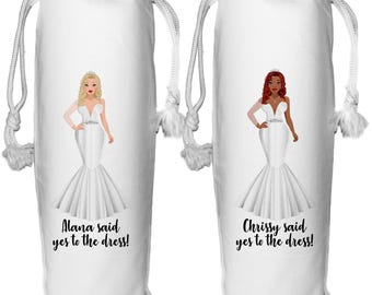 Yes to the Dress Personalised Wedding Wine Gift Bag for Bride