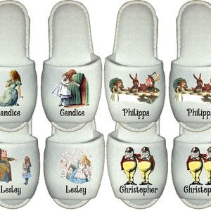 Personalized Alice in Wonderland Spa Slippers: Mad Hatter Tea Party Gift