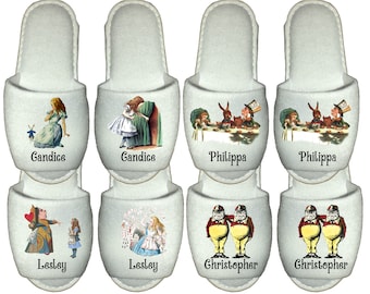 Personalized Alice in Wonderland Spa Slippers: Mad Hatter Tea Party Gift
