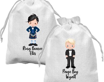 Personalized Page Boy Gift Bag: Scottish Kilt Wedding Favor Pouch