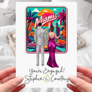 Carte de fiançailles Miami personnalisée Floride