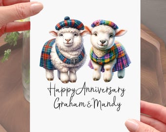 Carte d'anniversaire personnalisée mouton écossais