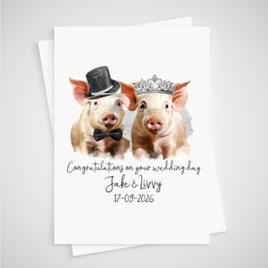 Schwein Hochzeitskarte Personalisierte Braut & Bräutigam Bauernhof