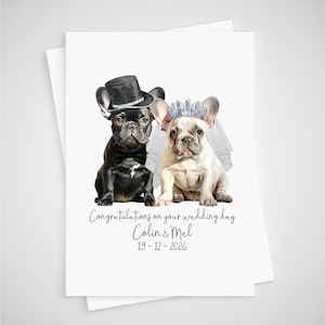 Französische Bulldogge Hochzeitskarte Personalisierte Hund Braut & Bräutigam Frenchie