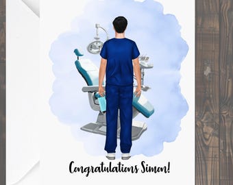 Dentist card Personalised for man thank you congratulations