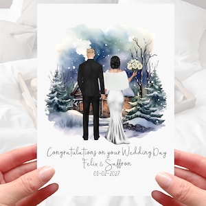 Carte de mariage personnalisée en hiver et neige