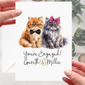 Biglietto di fidanzamento con gatto persiano personalizzato, zenzero